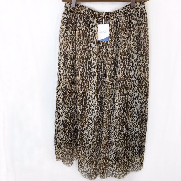 Jovie Leopard Printed Skirt Drawstring Waist Sheer Lined One Size Fits Most - Picture 1 of 7